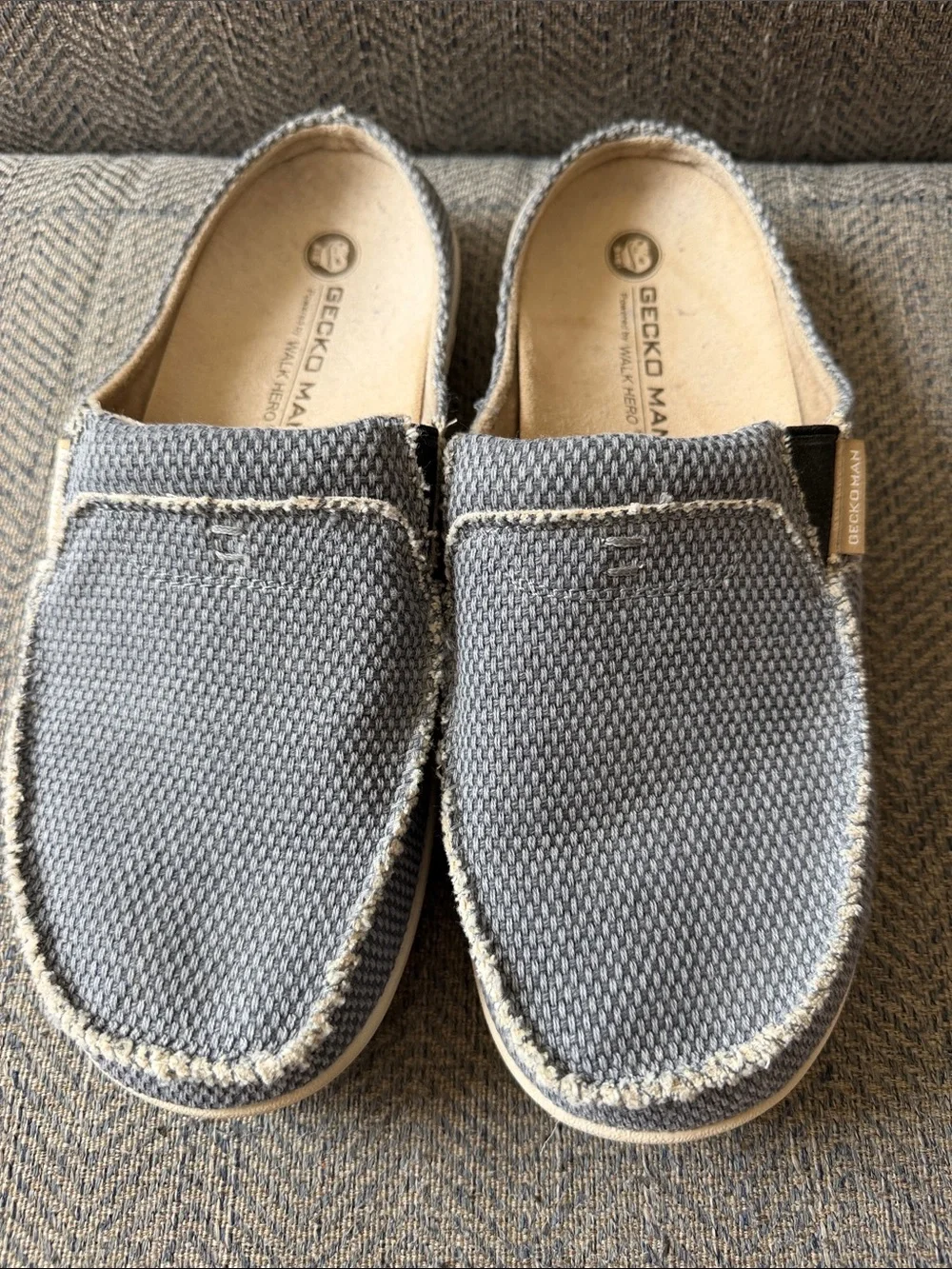 Gecko Man by walk Hero Men's Blue Canvas Arch Support Slippers Size: 8